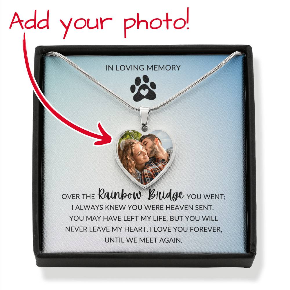 "In Loving Memory" Pet Memorial Heart Pendant w/Blue Gradient Message Card