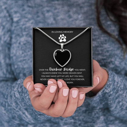 "In Loving Memory" Pet Memorial Heart Pendant w/Black Message Card