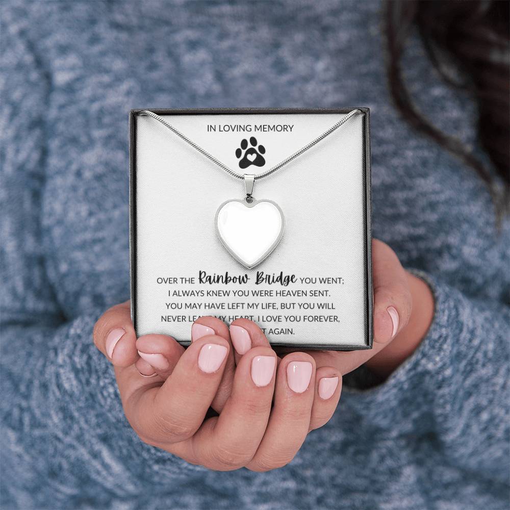 "In Loving Memory" Pet Memorial Heart Pendant w/White Message Card