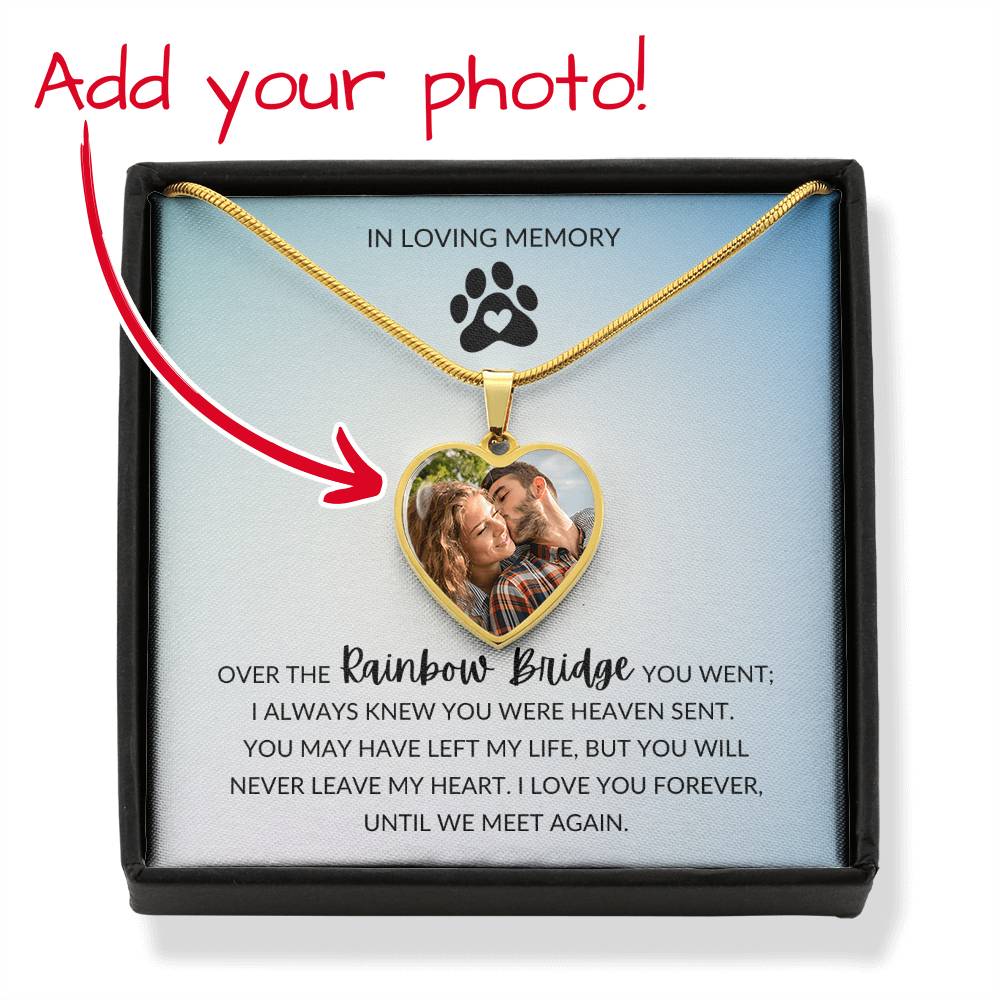 "In Loving Memory" Pet Memorial Heart Pendant w/Blue Gradient Message Card