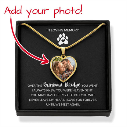 "In Loving Memory" Pet Memorial Heart Pendant w/Black Message Card