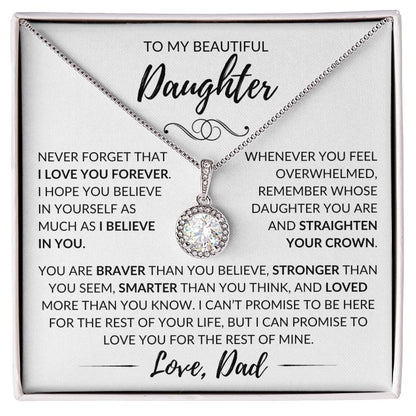 "To My Beautiful Daughter" Father Gift - Eternal Hope Pendant w/White Message Card