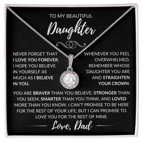 "To My Beautiful Daughter" Father Gift - Eternal Hope Pendant w/Black Message Card