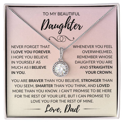 "To My Beautiful Daughter" Father Gift - Eternal Hope Pendant w/Sunset Message Card