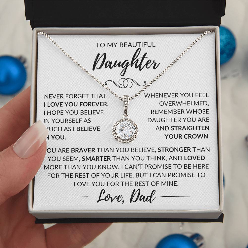 "To My Beautiful Daughter" Father Gift - Eternal Hope Pendant w/White Message Card