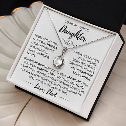 "To My Beautiful Daughter" Father Gift - Eternal Hope Pendant w/White Message Card