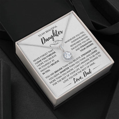 "To My Beautiful Daughter" Father Gift - Eternal Hope Pendant w/White Message Card