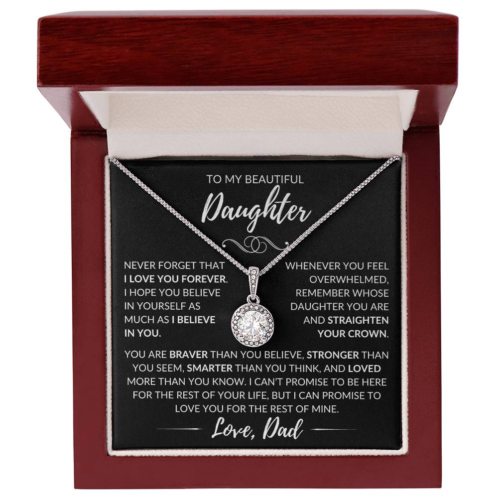 "To My Beautiful Daughter" Father Gift - Eternal Hope Pendant w/Black Message Card