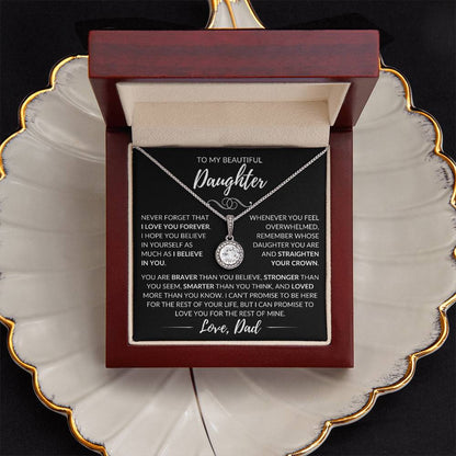 "To My Beautiful Daughter" Father Gift - Eternal Hope Pendant w/Black Message Card