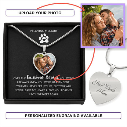 "In Loving Memory" Pet Memorial Heart Pendant w/Black Message Card