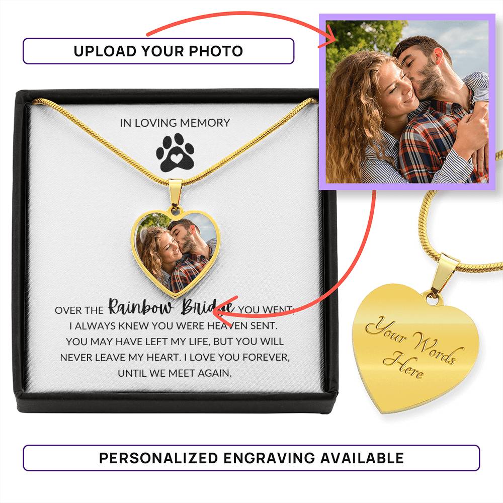 "In Loving Memory" Pet Memorial Heart Pendant w/White Message Card